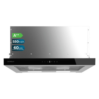 Cecotec Bolero Flux TLT 605500 Glass Black A++ Campana Extractora Telescopica de 60cm - 70W - Succion 550m3/h - Luz LED - Pantal