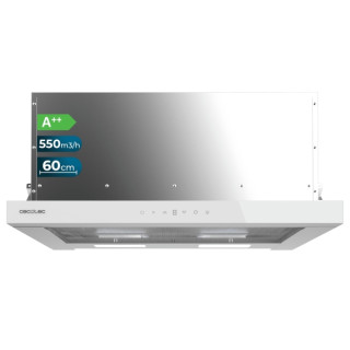 Cecotec Bolero Flux TLT 605500 Glass White A++ Campana Extractora Telescopica de 60cm - 70W - Succion 550m3/h - Luz LED - Pantal