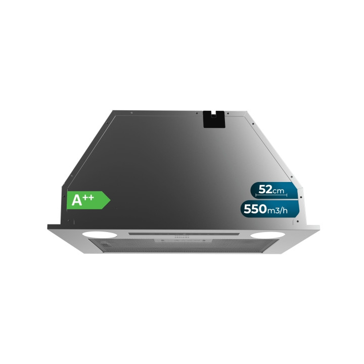 Cecotec Bolero Flux IT 525500 Inox A++ Campana Extractora de 52cm - 70W - Succion 550m3/h - Luz LED - Pantalla LED - Incluye Acc