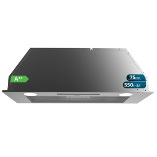 Cecotec Bolero Flux IT 755500 Inox A++ Campana Extractora de 75cm - 70W - Succion 550m3/h - Luz LED - Pantalla LED - Incluye Acc