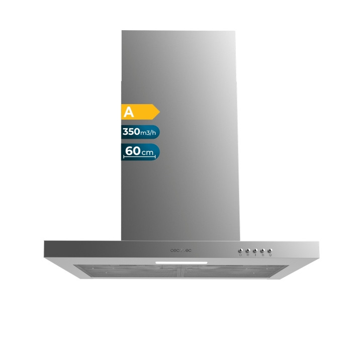 Cecotec Bolero Flux TM 603500 Inox A Campana Extractora de 60cm - 70W - Succion 350m3/h - Luz LED - Incluye Accesorios - Acero I