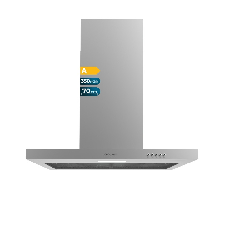 Cecotec Bolero Flux TM 703500 Inox B Campana Extractora de 70cm - 70W - Succion 350m3/h - Luz LED - Incluye Accesorios - Acero I