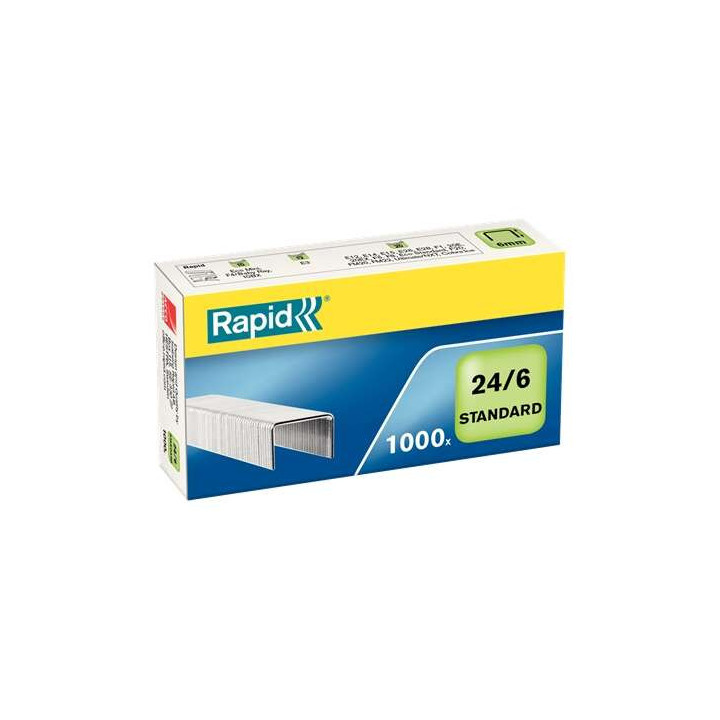 Rapid Caja de 1000 Grapas 24/6 Confort - Grapa hasta 20 Hojas - Alambre Flexible