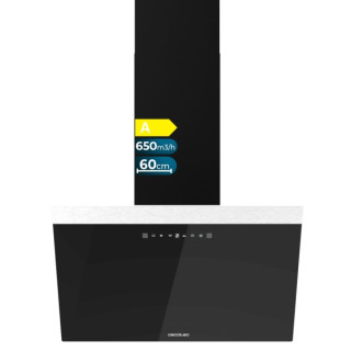 Cecotec Bolero Flux DT 606500 Glass Black A Campana Extractora de 60cm - 165W - Succion 650m3/h - Luz LED - Pantalla LED - Inclu