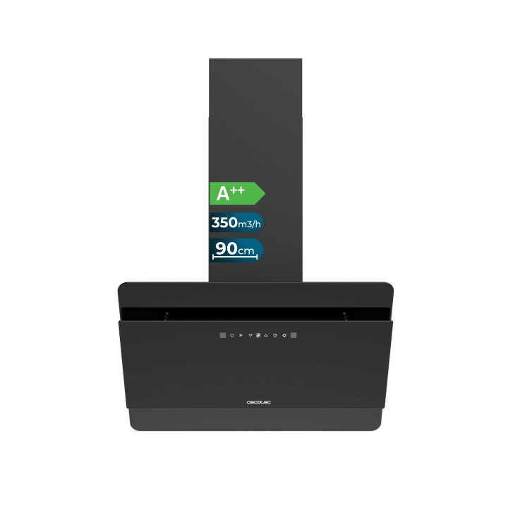 Cecotec Bolero Flux DT 608000 Glass Black A++ Campana Extractora de 60cm - 210W - Succion 800m3/h - Luz LED - Pantalla LED - Inc