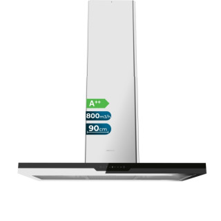 Cecotec Bolero Flux ICT 908000 Glass Black A++ Campana Extractora de Techo de 90cm - 210W - Succion 800m3/h - Luz LED - Pantalla