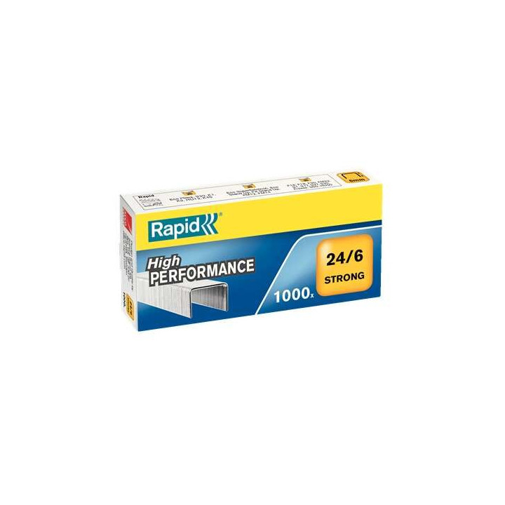Rapid Strong Caja de 1000 Grapas 24/6 - Hasta 30 Hojas - Alambre Reforzado Galvanizado - Patilla de 6mm