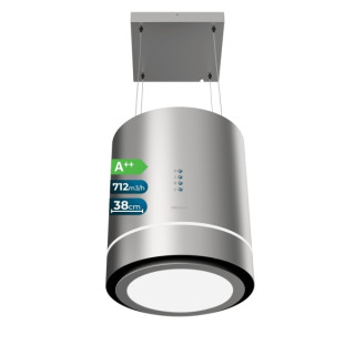 Cecotec Bolero Flux CRE 448000 Inox A++ Campana Extractora Colgante de 38cm - 210W - Succion 712m3/h - Luz LED - Incluye Accesor