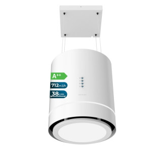 Cecotec Bolero Flux CRE 448000 White A++ Campana Extractora Colgante de 38cm - 210W - Succion 712m3/h - Luz LED - Incluye Acceso