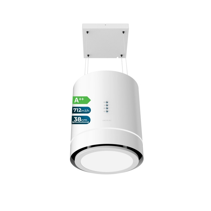 Cecotec Bolero Flux CRE 448000 White A++ Campana Extractora Colgante de 38cm - 210W - Succion 712m3/h - Luz LED - Incluye Acceso