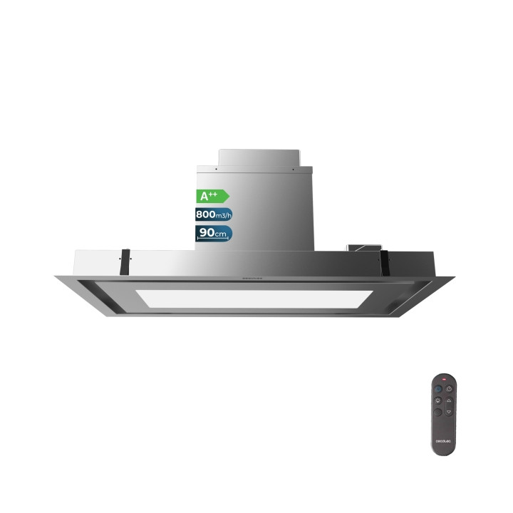 Cecotec Bolero Flux TIR 908000 Inox A++ Campana Extractora Integrable de Techo de 90cm - 210W - Succion 800m3/h - Cable 90cm - L