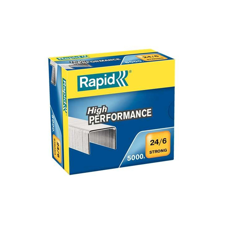 Rapid Strong Caja de 5000 Grapas 24/6 - Hasta 30 Hojas - Alambre Reforzado Galvanizado - Patilla de 6mm