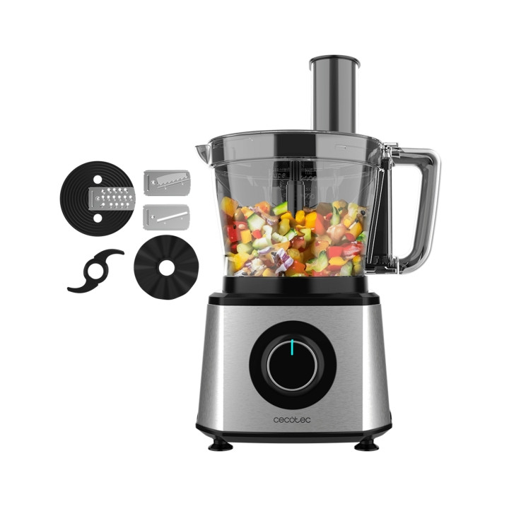 Cecotec Paprika 2000 Procesador de Alimentos - 2000W - Varias Velocidades - Incluye Accesorios - Acero Inoxidable - Color Negro