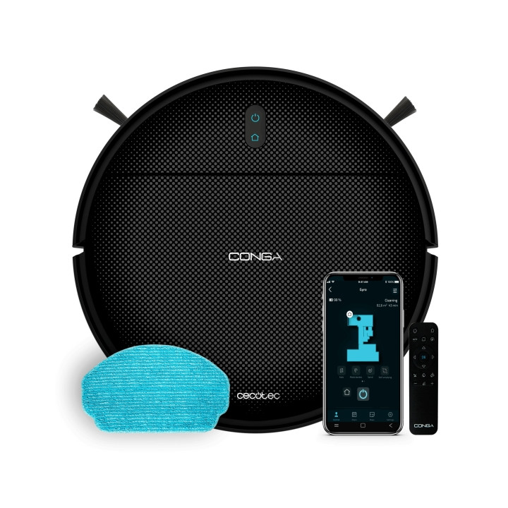 Cecotec Conga 999 Map Genesis Robot Aspirador - Navegacion Giroscopica - Bluetooth - Autonomia 120min - 2000Pa - Mopa de Fregado