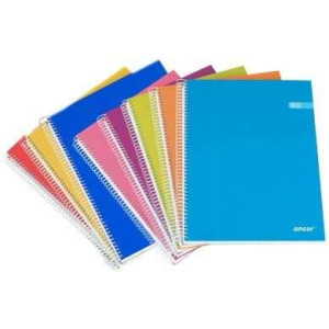 Ancor Classic Stripes Cuaderno Espiral Tamaño Folio Cuadriculado 4x4mm - 80 Hojas 90gr - Tapa de Carton Plastificado - Colores