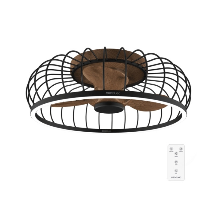 Cecotec EnergySilence Aero 5250 RoundLight Design Ventilador de Techo de 26" - 43W - 3 Aspas de Madera - Varias Velocidades - Lu