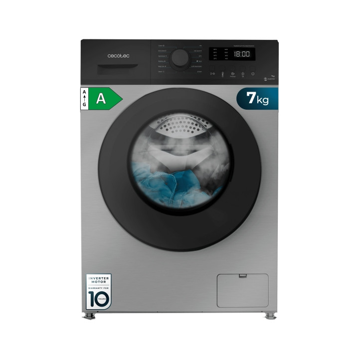Cecotec Bolero DressCode 7150 Inverter Steel A Lavadora de Carga Frontal - Capacidad 7kg - Velocidad 1400rpm - Seguro Infantil -