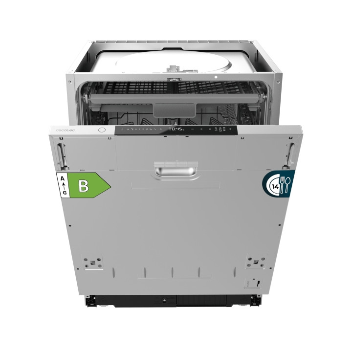 Cecotec Bolero Aguazero 8001 Full BI B Lavavajillas Integrable - 14 Cubiertos - Temperatura Regulable - 8 Programas - Motor Inve