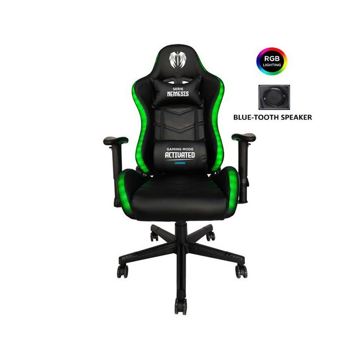 Cromad Serie Nemesis Silla Gaming RGB - Estructura Robusta - Piel Sintetica de Alta Calidad - Altura Regulable con Piston de Gas