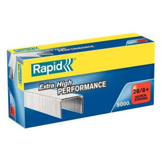 Rapid Super Strong Caja de 5000 Grapas 26/8+ - Hasta 50 Hojas - Alambre Galvanizado Superreforzado - Patilla de 8