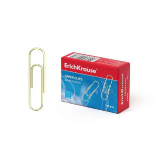 Erichkrause Caja de 100 Clips 33mm - Chapados en Laton - Alta Resistencia y Durabilidad - Resistente a la Corrosion - Color Dor