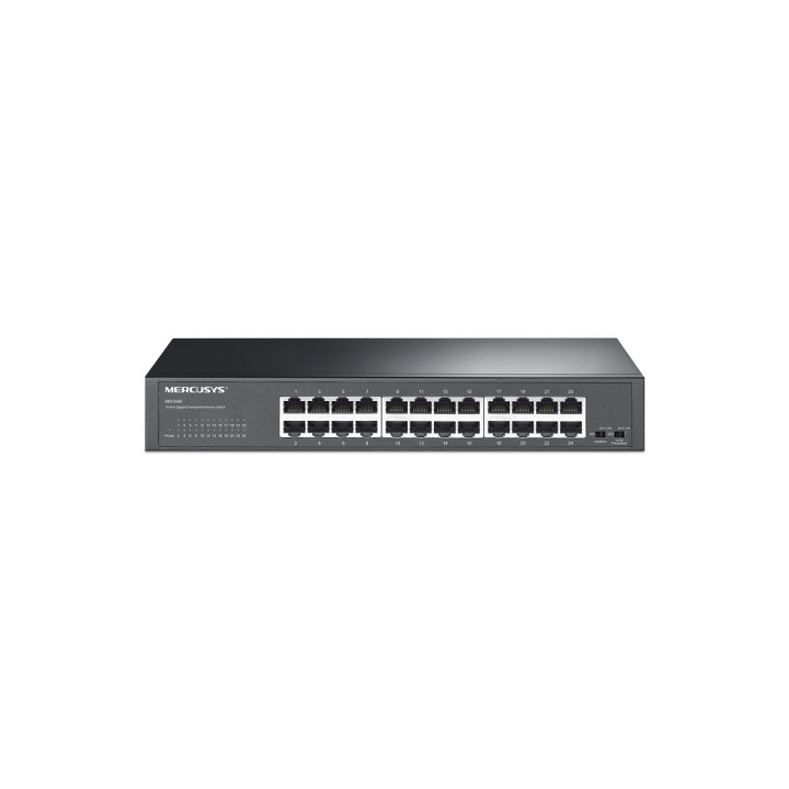 Mercusys MS124GS Switch 24 Puertos Gigabit RJ45 10/100/1000Mbps con Auto-Negociacion - Plug & Play - Montaje Escritorio o Rack -