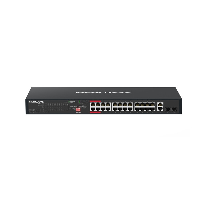 Mercusys MS128GP Switch 28 Puertos Gigabit RJ45 10/100/1000Mbps - 24 Puertos PoE+ - Plug & Play - Montaje en Esctritorio o Rack
