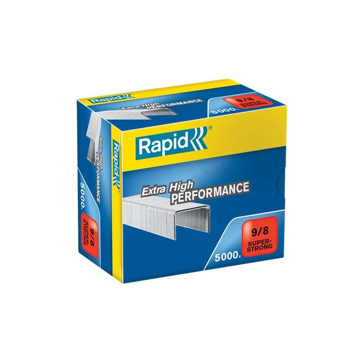 Rapid Super Strong Caja de 5000 Grapas 9/8 - De 10 a 40 Hojas - Alambre Galvanizado Superreforzado - Patilla de 8mm