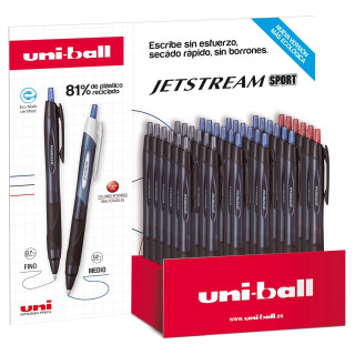 Uni-ball SXN-157E JetStream Sport Expositor de 36 Boligrafos Retractiles - Punta de Bola 0.7mm - Tinta Pigmentada Resistente al