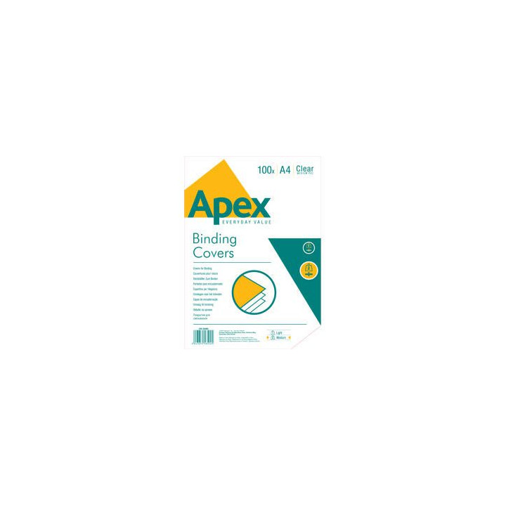 Fellowes Apex Pack de 100 Portadas para Encuadernar de PVC A4 - 180 Micras - Muy Resistentes - Transparentes