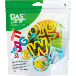 Das Junior Pack con 26 Moldes en Forma de Letra para Plastilina y 1 Rodillo