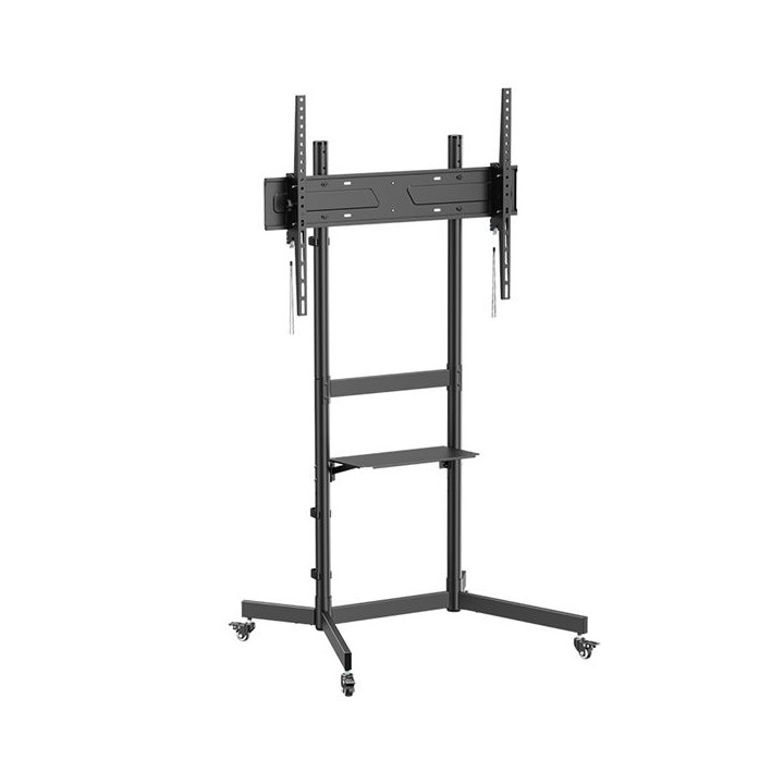 Cromad Soporte de Suelo con Ruedas para TV 55"-100" - Bloqueo de Ruedas - Bandeja Multiusos - Peso Max 70Kg - VESA 800X600mm