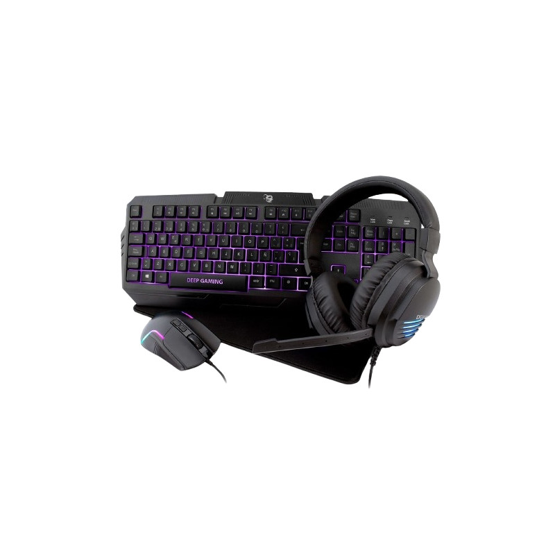 Coolbox Deep-XWING2 Kit Gaming - Teclado Retroiluminado - Raton Ergonomico - Auriculares con Microfono - Alfombrilla Antidesliz Coolbox Deep-XWING2 Kit Gaming - Teclado Retroiluminado - Raton Ergonomico - Auriculares con Microfono - Alfombrilla Antidesliz