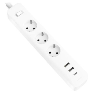 Xiaomi 20W Power Strip Regleta con Interruptor - 3 Tomas Schuko - 2 Puertos USB C 20W + 1 USB A - Carga Rapida 20W - Material Re