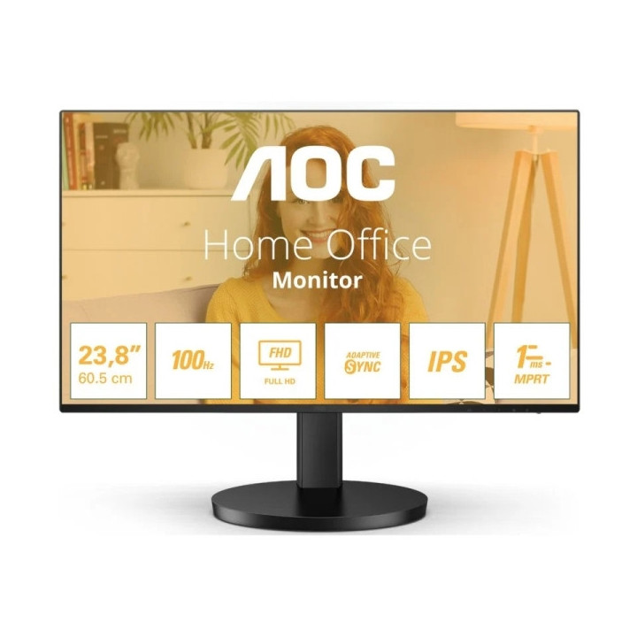AOC Monitor 23.8" LED IPS FullHD 1080p 100Hz - Respuesta 1ms - Angulo de Vision 178° - Altavoces Incorporados - HDMI