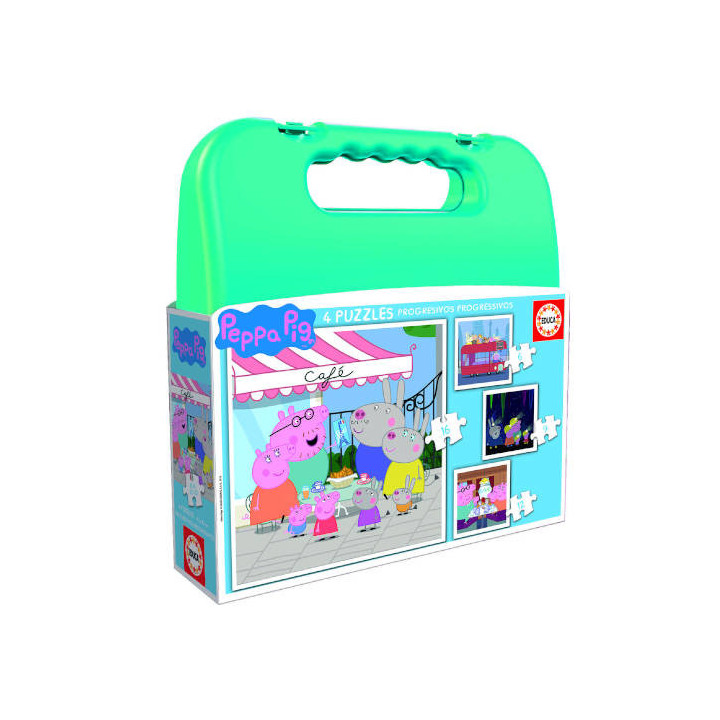 MALETA PUZZLES PROGRESIVOS PEPPA PIG 6-9-12-16 DE 3-5 AÑOS EDUCA BORRAS 18112