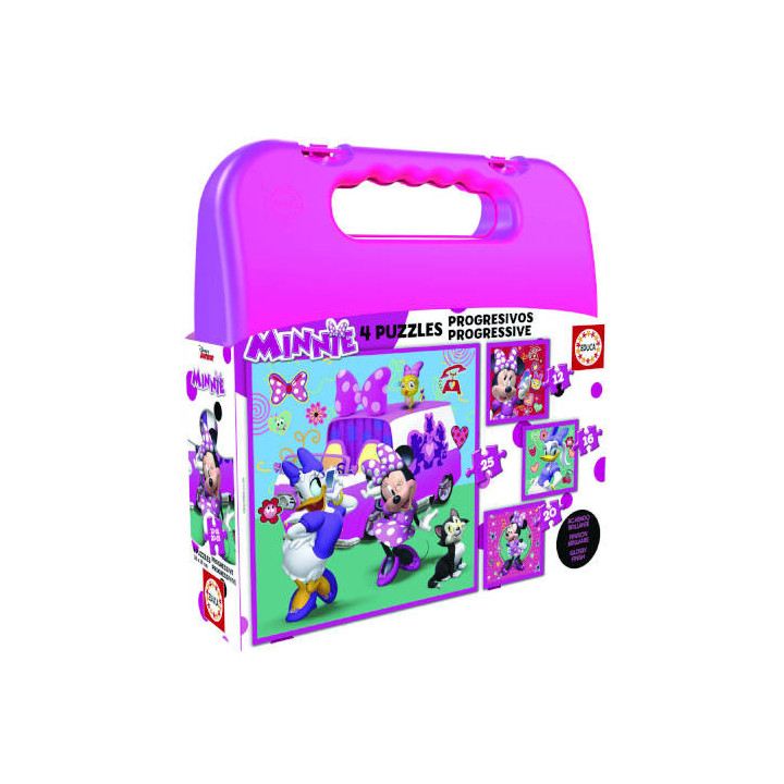 MALETA PUZZLES PROGRESIVOS MINNIE HAPPY HELPERS 12-16-20-25 DE 3-5 AÑOS EDUCA BORRAS 17638