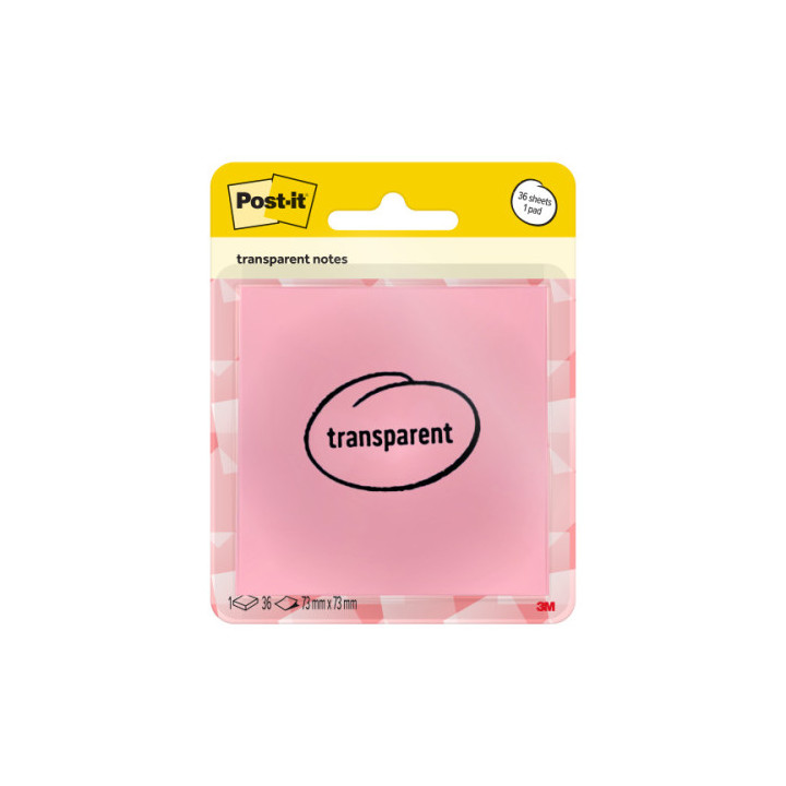 BLISTER 36 HOJAS NOTAS TRANSPARENTES 600-1TRSPO 73X73 MM NARANJA PASTEL POST-IT 7100394468