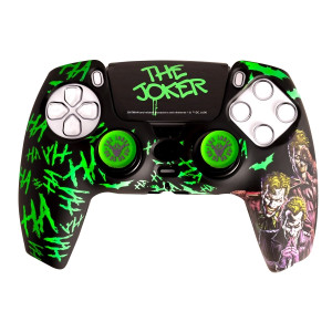 FR-TEC Joker Pack para Mando PS5 de Carcasa Rigida + Sticker para el Touchpad + Grips - Brilla en la Oscuridad - Mejora la Sens