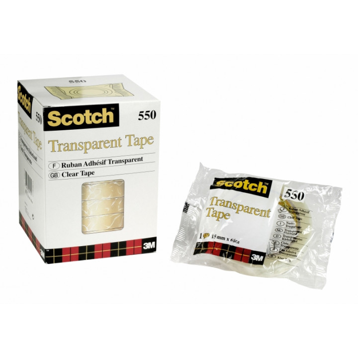 Scotch 550 Pack de 10 Cintas Adhesivas 15mm x 66m - Transparente