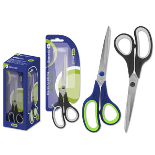 Bismark Tijeras de Oficina Acero Inoxidable 21cm - Empuñadura Ergonomica - Muy Ligeras y Resistentes - Colores Surtidos Aleatori