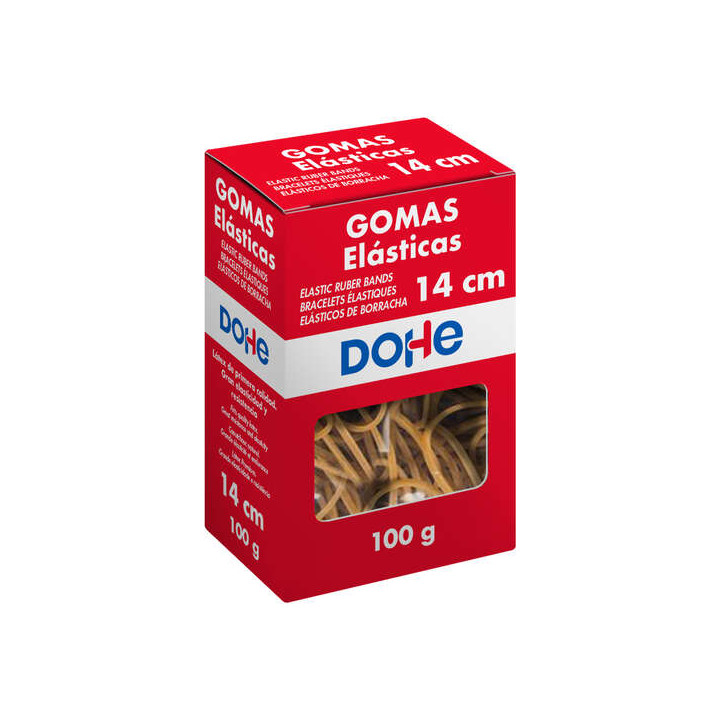 Dohe Goma de Borrar Resistente - Longitud 14cm - Fabricada en Latex de Gran Elasticidad - Caja de 100gr