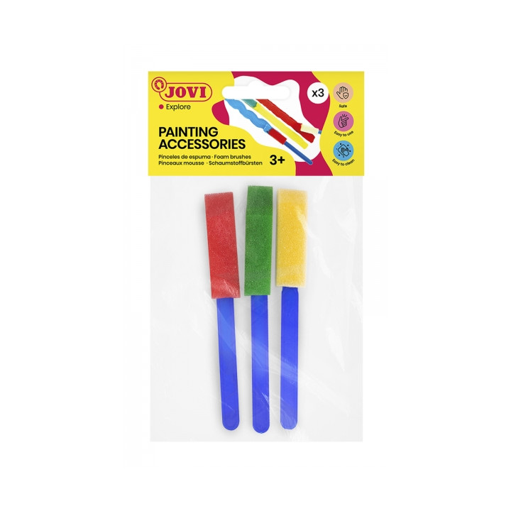 Jovi Painting Accessories Bolsa con 3 Pinceles de Espuma - Ideal para Cualquier Tipo de Pintura - Especial para Pintura de Dedos