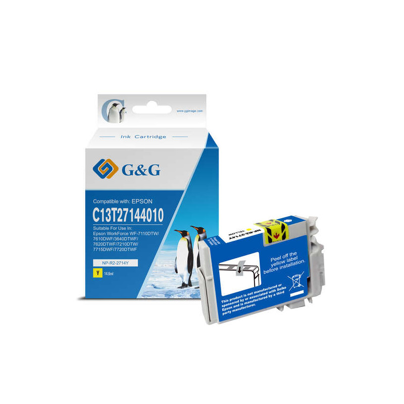 G&G Epson T2714/T2704 (27XL) Amarillo Cartucho de Tinta Generico - Reemplaza C13T27144012/C13T27044012 G&G Epson T2714/T2704 (27XL) Amarillo Cartucho de Tinta Generico - Reemplaza C13T27144012/C13T27044012