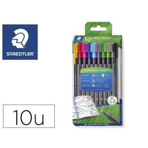 Estuche rotulador triplus fineliner 334 eco edition. 10 unidades colores surtidos staedtler 334 rc10
