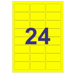 Apli Pack de 480 Etiquetas Rectangulares 64x33.9mm - 20 Hojas por 24 Etiquetas - Adhesivo Permanente - Cantos Romos - Color Ama