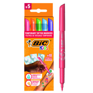 Estuche tattoo 5 rotuladores especial tatoo+10 plantillas tatoo  bic 516874
