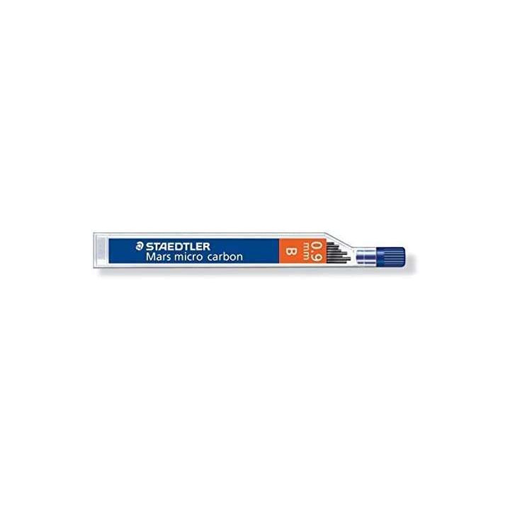 Staedtler Mars Micro Carbon 250 Tubo de 12 Minas de Grafito - Dureza B - Trazo 0.9mm -  Alta Resistencia