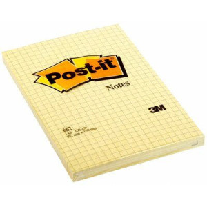 Bloc 100 hojas notas grandes adhesivas 101x152mm canary yellow cuadrícula 662n post-it 7100172739