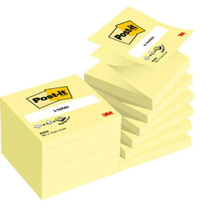 Pack 12 blocs 100 hojas z-notes adhesivas 76x76mm canary yellow caja cartón r-330-cy post-it 7100290167